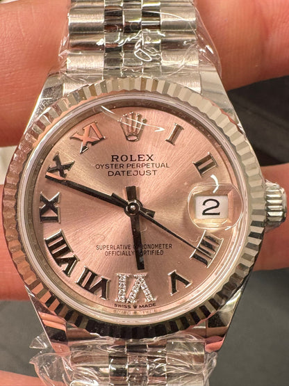 Rolex Steel and White Gold Datejust - 31 MM - Jubilee Bracelet - Fluted Bezel - Pink Roman Diamond 6 Dial - 278274-0024