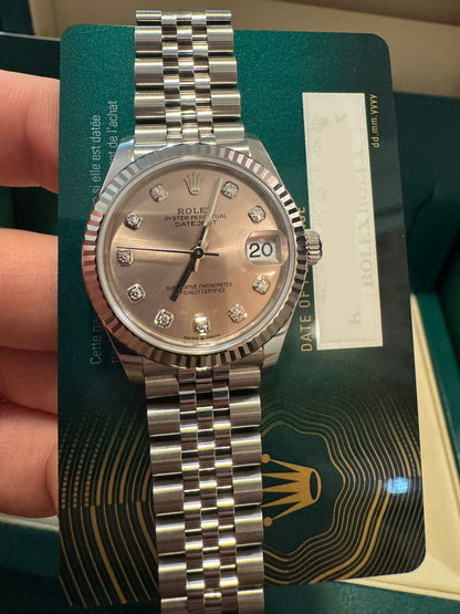 Rolex Steel and White Gold Datejust - 31 MM - Jubilee Bracelet - Fluted Bezel - Pink Diamond Dial - 278274-0032