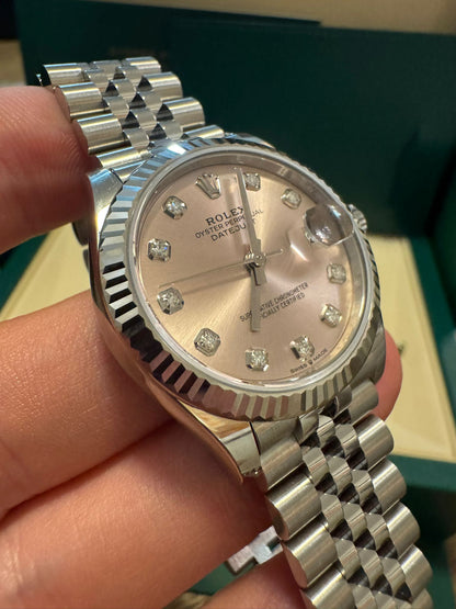 Rolex Steel and White Gold Datejust - 31 MM - Jubilee Bracelet - Fluted Bezel - Pink Diamond Dial - 278274-0032
