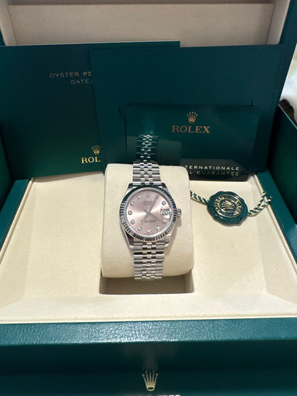 Rolex Steel and White Gold Datejust - 31 MM - Jubilee Bracelet - Fluted Bezel - Pink Diamond Dial - 278274-0032