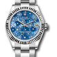 Rolex Steel and White Gold Datejust - 31 MM - Oyster Bracelet - Fluted Bezel - Azzurro Blue Floral Motif Diamond Dial - 278274 azflomdo