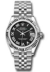 Rolex Steel and White Gold Datejust - 31 MM - Jubilee Bracelet - Fluted Bezel - Black Roman Dial - 278274-0002