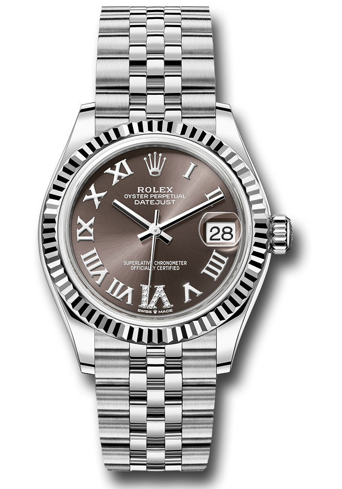 Rolex Steel and White Gold Datejust - 31 MM - Jubilee Bracelet - Fluted Bezel - Chocolate Diamond Roman 6 Dial - 278274 chodr6j