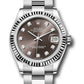 Rolex Steel and White Gold Datejust - 31 MM - Oyster Bracelet - Fluted Bezel - Dark Grey Diamond Dial - 278274 dkgdo