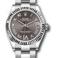 Rolex Steel and White Gold Datejust - 31 MM - Oyster Bracelet - Fluted Bezel - Dark Grey Roman Diamond 6 Dial - 278274 dkgdr6o