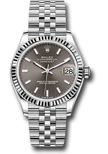 Rolex Steel and White Gold Datejust - 31 MM - Jubilee Bracelet - Fluted Bezel - Dark Grey Index Dial - 278274 dkgij