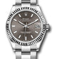 Rolex Steel and White Gold Datejust - 31 MM - Oyster Bracelet - Fluted Bezel - Dark Grey Index Dial - 278274 dkgio