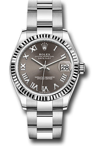 Rolex Steel and White Gold Datejust - 31 MM - Oyster Bracelet - Fluted Bezel - Dark Grey Roman Dial - 278274 dkgro