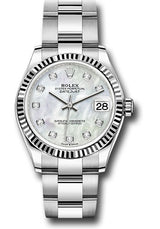 Rolex Steel and White Gold Datejust - 31 MM - Oyster Bracelet - Fluted Bezel - White Mother-Of-Pearl Diamond Dial - 278274-0005