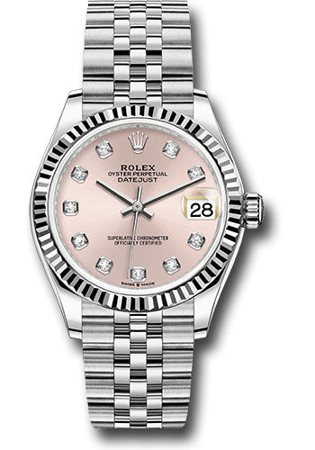 Rolex Steel and White Gold Datejust - 31 MM - Jubilee Bracelet - Fluted Bezel - Pink Diamond Dial - 278274 pdj