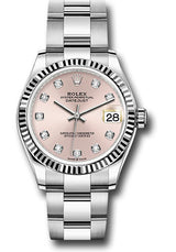 Rolex Steel and White Gold Datejust - 31 MM - Oyster Bracelet - Fluted Bezel - Pink Diamond Dial - 278274-0031