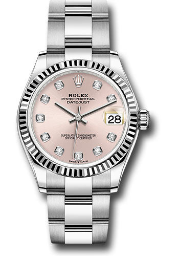 Rolex Steel and White Gold Datejust - 31 MM - Oyster Bracelet - Fluted Bezel - Pink Diamond Dial - 278274 pdo