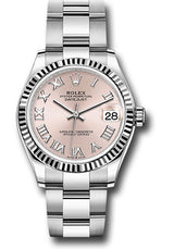 Rolex Steel and White Gold Datejust - 31 MM - Oyster Bracelet - Fluted Bezel - Pink Roman Dial - 278274-0019