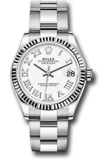 Rolex Steel and White Gold Datejust - 31 MM - Oyster Bracelet - Fluted Bezel - White Roman Dial - 278274-0009