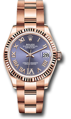 Rolex Everose Gold Datejust - 31 MM - Oyster Bracelet - Fluted Bezel - Aubergine Diamond Six Dial - 278275 aubdr6o