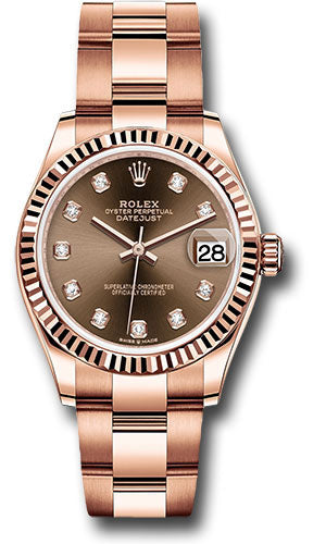 Rolex Everose Gold Datejust - 31 MM - Oyster Bracelet - Fluted Bezel - Chocolate Diamond Dial - 278275 chodo