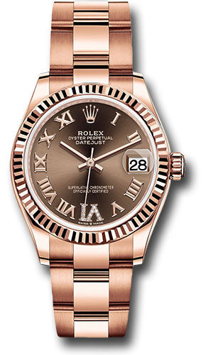 Rolex Everose Gold Datejust - 31 MM - Oyster Bracelet - Fluted Bezel - Chocolate Diamond Six Dial - 278275 chodr6o