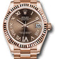 Rolex Everose Gold Datejust - 31 MM -  President Bracelet - Fluted Bezel - Chocolate Diamond Six Dial - 278275 chodr6p