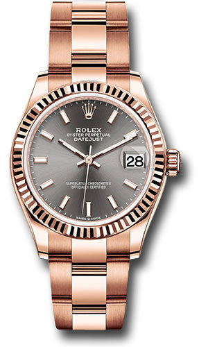 Rolex Everose Gold Datejust - 31 MM - Oyster Bracelet - Fluted Bezel - Rhodium Index Dial - 278275 dkrhio