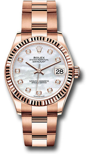 Rolex Everose Gold Datejust - 31 MM - Oyster Bracelet - Fluted Bezel - Silver Diamond Dial - 278275 mdo