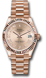 Rolex Everose Gold Datejust - 31 MM -  President Bracelet - Fluted Bezel - Rosé Roman Dial - 278275-0035
