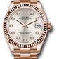 Rolex Everose Gold Datejust - 31 MM -  President Bracelet - Fluted Bezel - Silver Diamond Dial - 278275 sdp