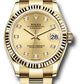 Rolex Yellow Gold Datejust - 31 MM - Oyster Bracelet - Fluted Bezel - Champagne Diamond Dial - 278278 chdo