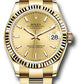 Rolex Yellow Gold Datejust - 31 MM - Oyster Bracelet - Fluted Bezel - Champagne Index Dial - 278278 chio