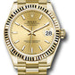 Rolex Yellow Gold Datejust - 31 MM - President Bracelet - Fluted Bezel - Champagne Index Dial - 278278 chip