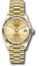 Rolex Yellow Gold Datejust - 31 MM - President Bracelet - Fluted Bezel - Champagne Index Dial - 278278-0040