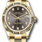 Rolex Yellow Gold Datejust - 31 MM - Oyster Bracelet - Fluted Bezel - Dark Grey Diamond Dial - 278278 dkgdo