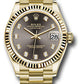 Rolex Yellow Gold Datejust - 31 MM - President Bracelet - Fluted Bezel - Dark Grey Diamond Dial - 278278 dkgdp