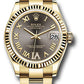 Rolex Yellow Gold Datejust - 31 MM - Oyster Bracelet - Fluted Bezel - Dark Grey Diamond Six Dial - 278278 dkgdr6o