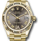 Rolex Yellow Gold Datejust - 31 MM - President Bracelet - Fluted Bezel - Dark Grey Diamond Six Dial - 278278 dkgdr6p