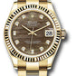 Rolex Yellow Gold Datejust - 31 MM - Oyster Bracelet - Fluted Bezel - Dark Mother-of-Pearl Diamond Dial - 278278 dkmdo