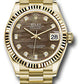 Rolex Yellow Gold Datejust - 31 MM - President Bracelet - Fluted Bezel - Dark Mother-of-Pearl Diamond Dial - 278278 dkmdp