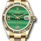 Rolex Yellow Gold Datejust - 31 MM - Oyster Bracelet - Fluted Bezel - Malachite Diamond Six and Nine Dial - 278278 madr69o