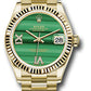 Rolex Yellow Gold Datejust - 31 MM - President Bracelet - Fluted Bezel - Malachite Diamond Six and Nine Dial - 278278 madr69p