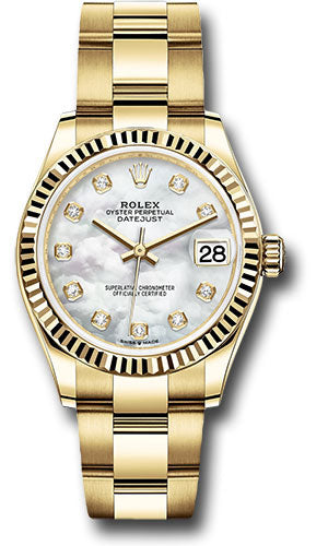 Rolex Yellow Gold Datejust - 31 MM - Oyster Bracelet - Fluted Bezel - Mother-of-Pearl Diamond Dial - 278278 mdo