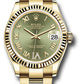 Rolex Yellow Gold Datejust - 31 MM - Oyster Bracelet - Fluted Bezel - Olive Green Diamond Six Dial - 278278 ogdr6o