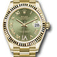 Rolex Yellow Gold Datejust - 31 MM - President Bracelet - Fluted Bezel - Olive Green Diamond Six Dial - 278278 ogdr6p