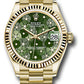 Rolex Yellow Gold Datejust - 31 MM - President Bracelet - Fluted Bezel - Olive Green Floral Motif Diamond 6 Dial - 278278 ogflomdp