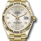 Rolex Yellow Gold Datejust - 31 MM - President Bracelet - Fluted Bezel - Silver Diamond Dial - 278278 sdp