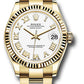 Rolex Yellow Gold Datejust - 31 MM - Oyster Bracelet - Fluted Bezel - White Roman Dial - 278278 wro