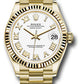 Rolex Yellow Gold Datejust - 31 MM - President Bracelet - Fluted Bezel - White Roman Dial - 278278 wrp