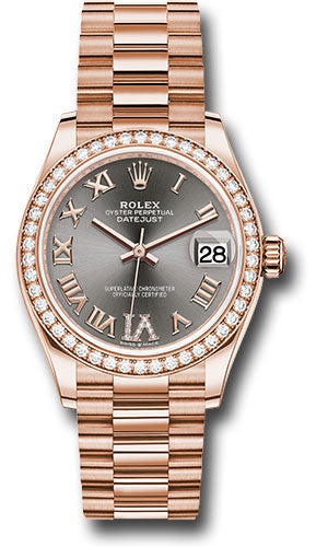 Rolex Everose Gold Datejust - 31 MM - President Bracelet - Diamond Bezel - Rhodium Diamond Six Dial - 278285RBR dkrhdr6p