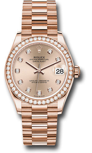 Rolex Everose Gold Datejust - 31 MM - President Bracelet - Diamond Bezel - Rosé Diamond Dial - 278285RBR rsdp