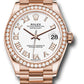 Rolex Everose Gold Datejust - 31 MM - President Bracelet - Diamond Bezel - White Roman Dial - 278285RBR wrp