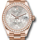 Rolex Everose Gold Datejust - 31 MM - President Bracelet - Diamond Bezel - Silver Floral Motif Diamond Dial - 278285rbr sflomdp