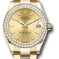 Rolex Yellow Gold Datejust - 31 MM - Oyster Bracelet - Diamond Bezel - Champagne Index Dial - 278288RBR chio